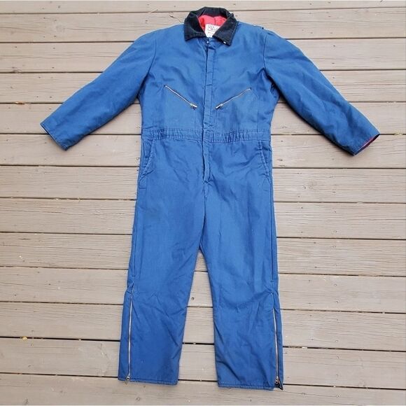Vintage 90s y2k Walls Blizzard Pruf Winter Insulated Blue Coveralls - Picture 1 of 7